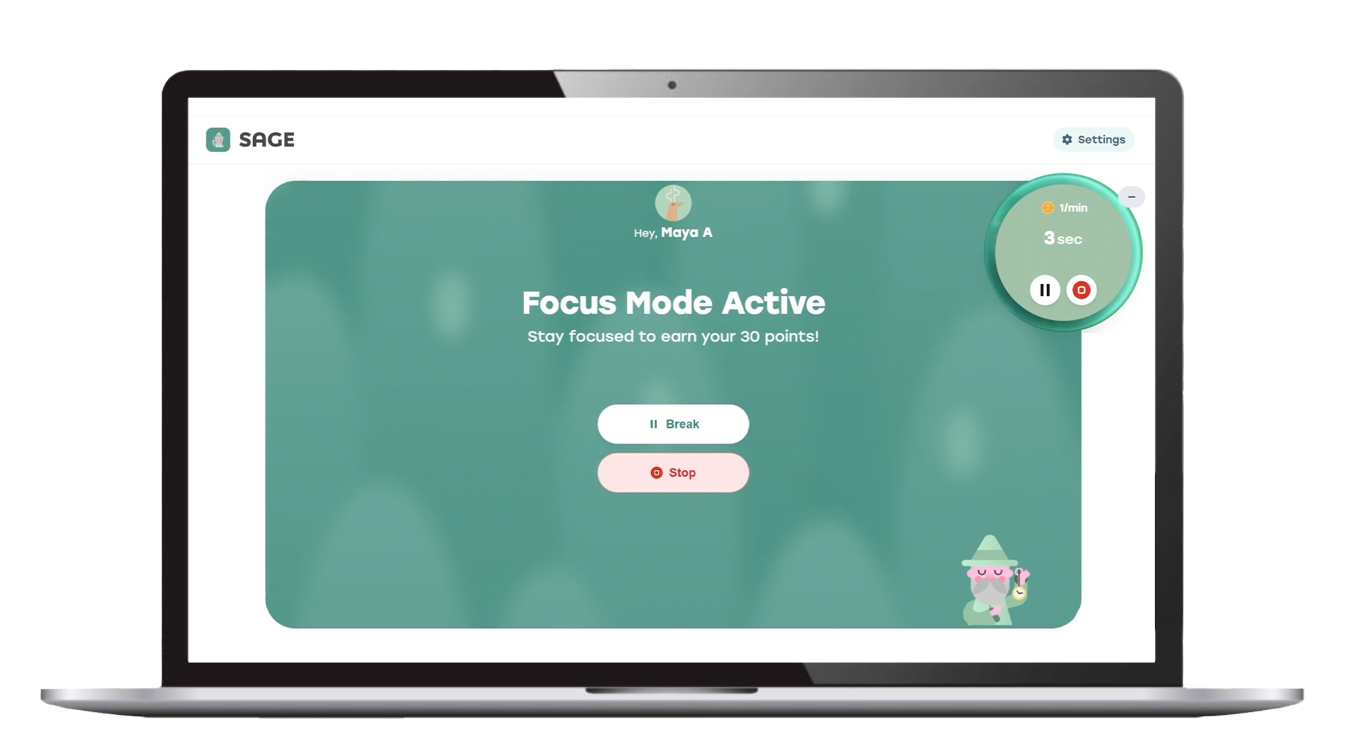 Focus mode desktop mockup